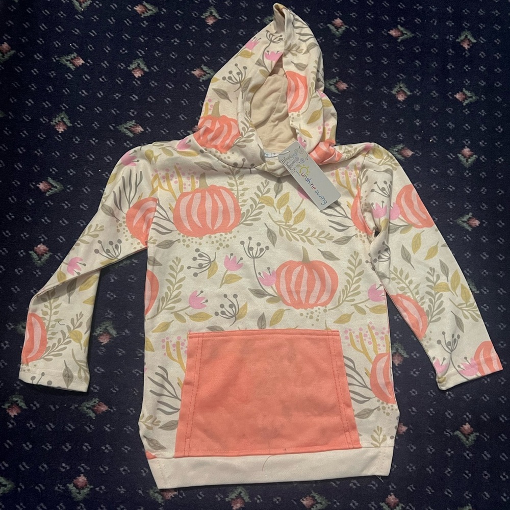 Sunshine Swing Kids Floral Hoodie - Pink and Cream size 6 - Picture 1 of 4